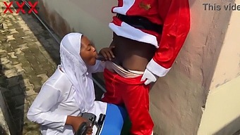 Santa And Hijabi Babe Engage In Festive, Intimate Encounter. Subscribe For More.