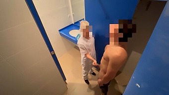 I Jerk Off In The Gym Bathroom And Surprise The Cleaning Girl, Who Ends Up Giving Me A Blowjob