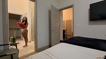 Step-Sis Sleeps Naked And Gives Great Blow Job And Enjoys Great Orgasm.